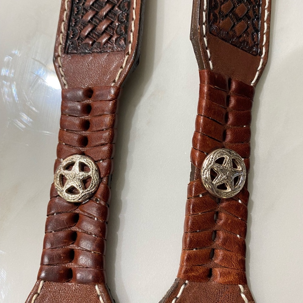 Nacona brown leather suspenders